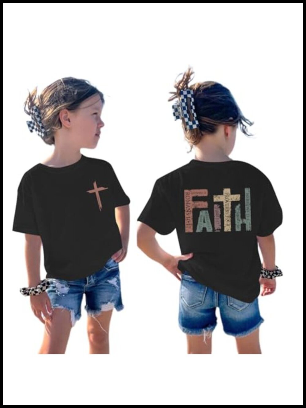 Girls Faith T-Shirt Christian Bible Verse Graphic Tee Cotton Blend